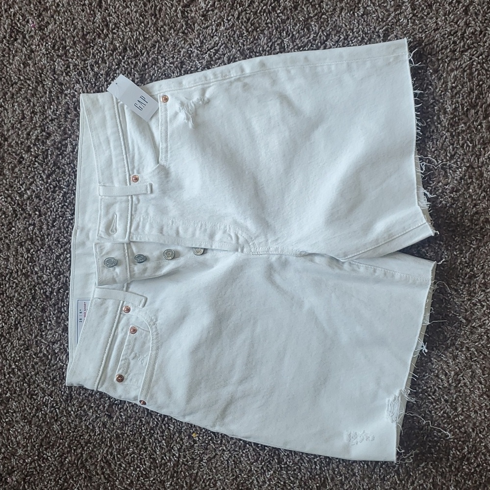 GAP Womens High Rise White Midi Jean Shorts